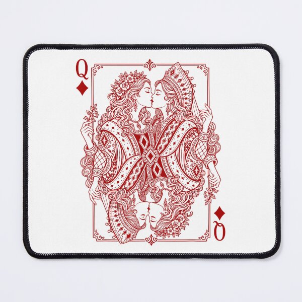 Item preview, Gothic Red And Black Queen Of Diamonds Kissing Lesbian Playing Card Art designed and sold by LizzyKeiko.