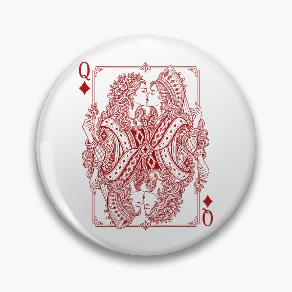 Item preview, Gothic Red And Black Queen Of Diamonds Kissing Lesbian Playing Card Art designed and sold by LizzyKeiko.