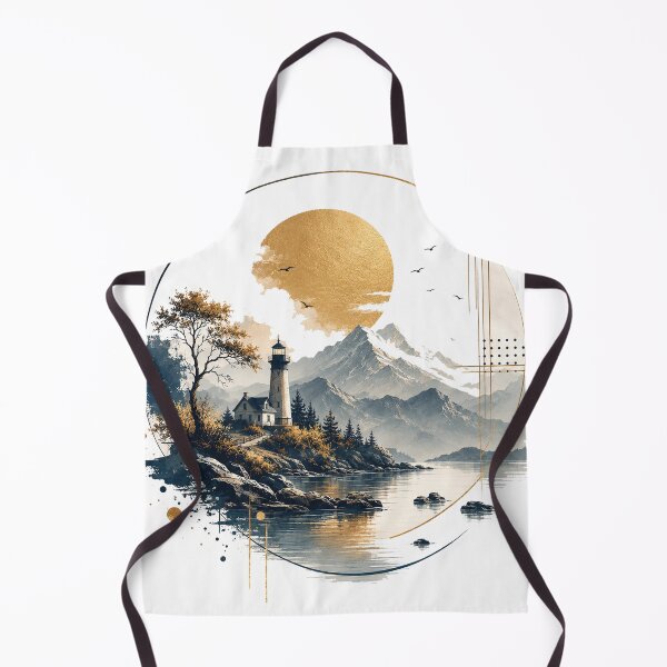 Item preview, Golden Moon light house Lake Geometric Landscape designed and sold by jcsstore.