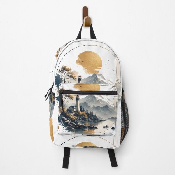 Item preview, Golden Moon light house Lake Geometric Landscape designed and sold by jcsstore.