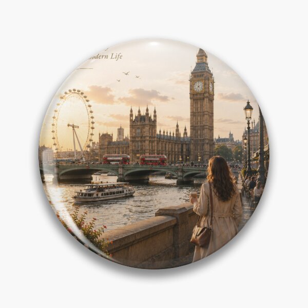 Item preview, London Travel Poster – Big Ben, Westminster & Thames Riverside | Elegant England Wall Art designed and sold by Inkora-Art.