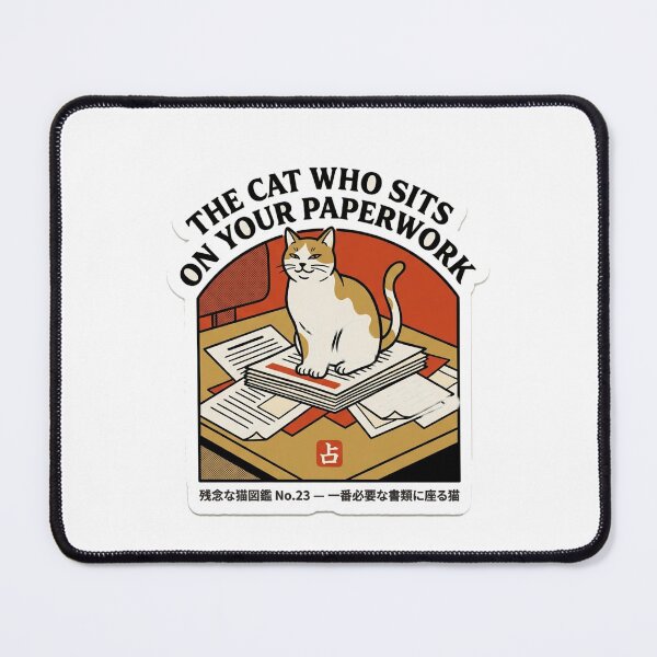 Item preview, The Cat Who Sits on Your Paperwork — Funny WFH Cat Tee designed and sold by nurusubetei.