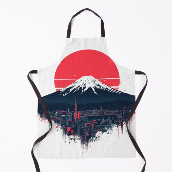 Item preview, Tokyo Skyline & Mt. Fuji — Red Sun Dark Japan Art Print designed and sold by kummo-0319.