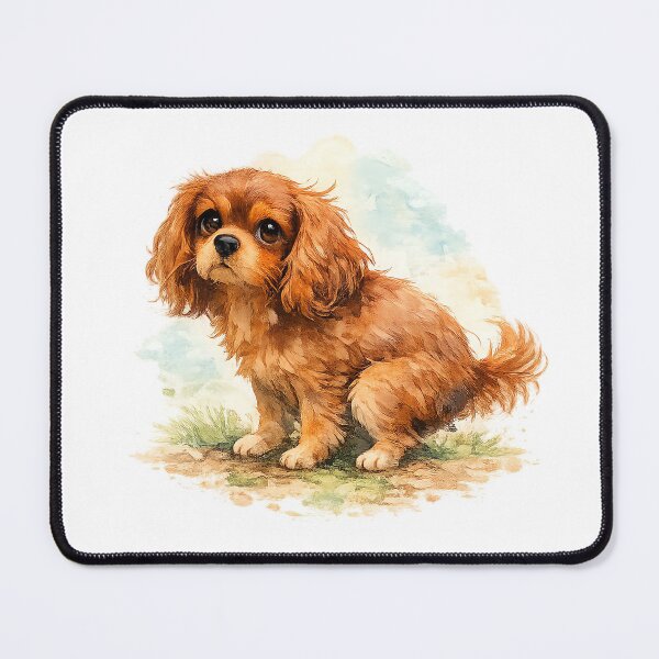 Item preview, Ruby Cavalier King Charles Spaniel Puppy Watercolor Painting | Cute Dog Art designed and sold by SakuraWaStyle.