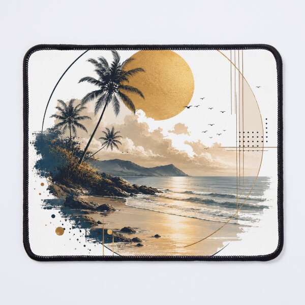 Item preview, Golden Sunset Tropical Beach Geometric Landscape designed and sold by jcsstore.