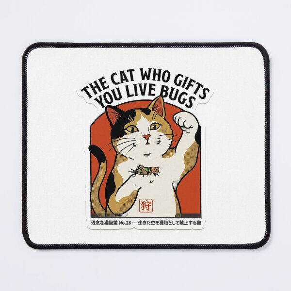 Item preview, The Cat Who Gifts You Live Bugs — Funny Hunter Cat Tee designed and sold by nurusubetei.