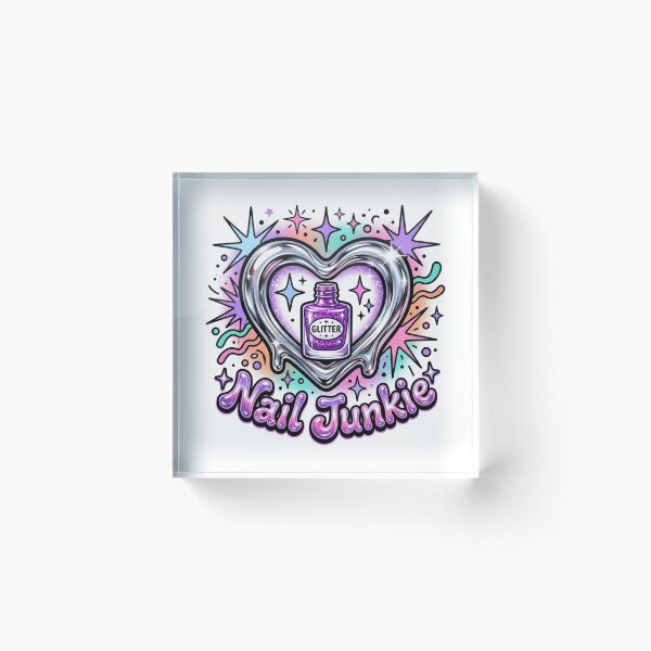 Item preview, Y2K Retro Chrome Heart Nail Junkie Sticker designed and sold by DuckOddity.