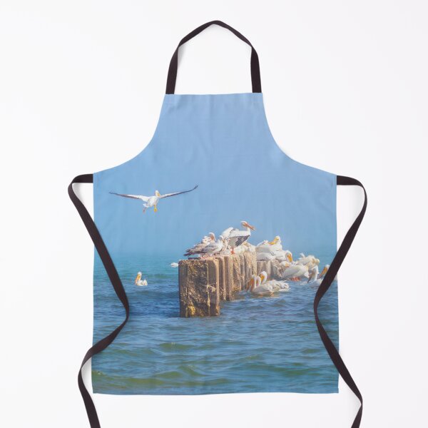 Item preview, Copy of Great White Pelicans on misty jetty on Lake Michigan in Sheboygan designed and sold by TerraMediaLLC.