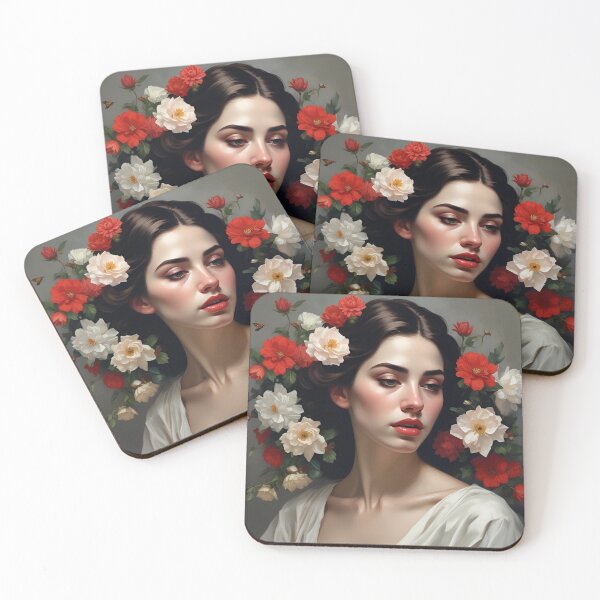 Item preview, Woman with flowers wall art print designed and sold by MK26Designs.
