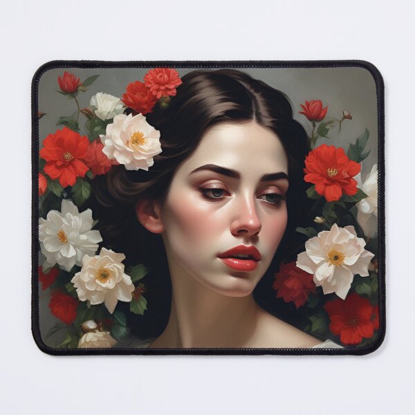 Item preview, Woman with flowers wall art print designed and sold by MK26Designs.