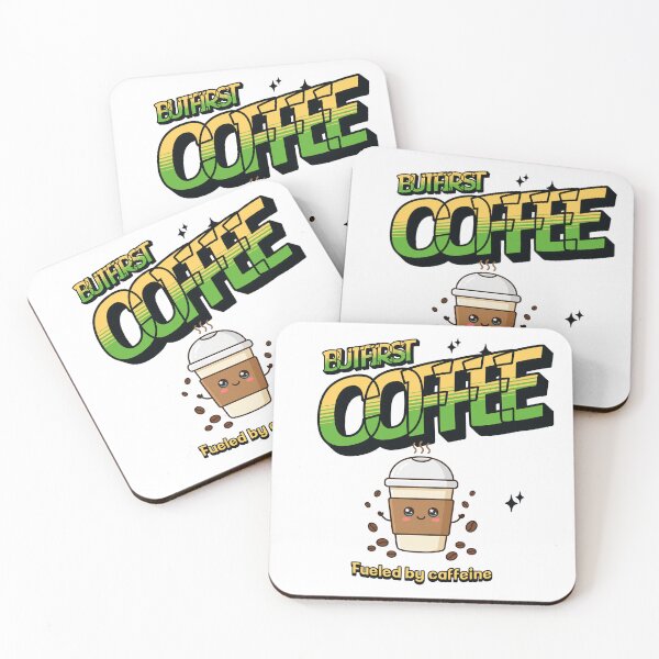 Item preview, But First Coffee — Fueled by Caffeine — Kawaii coffee mug statement designed and sold by BoosterShop.