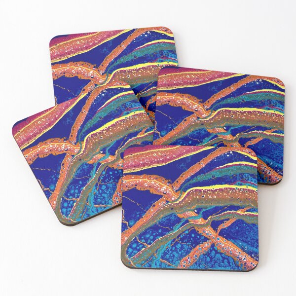 Item preview, Aquatic Blue Orange Abstract Acrylic Painting  designed and sold by LoveView Designs.