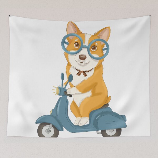 Item preview, Retro Scooter Corgi – Vintage Road Trip Dog Lover Design designed and sold by Iqrapixels.