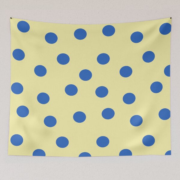 Item preview, Vintage Polka Dots Blue on Soft Yellow designed and sold by Designs by Sara Felton.