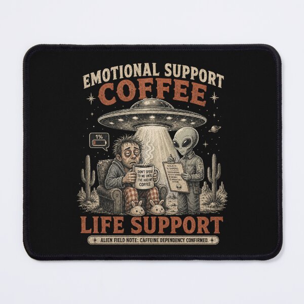 Item preview, Emotional Support Coffee - Funny Alien Caffeine Lover Design designed and sold by BlackSector77.