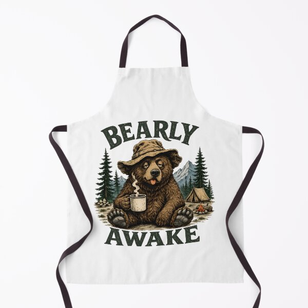 Item preview, Bearly Awake Camping Bear Coffee Humor designed and sold by SRY SHOP.