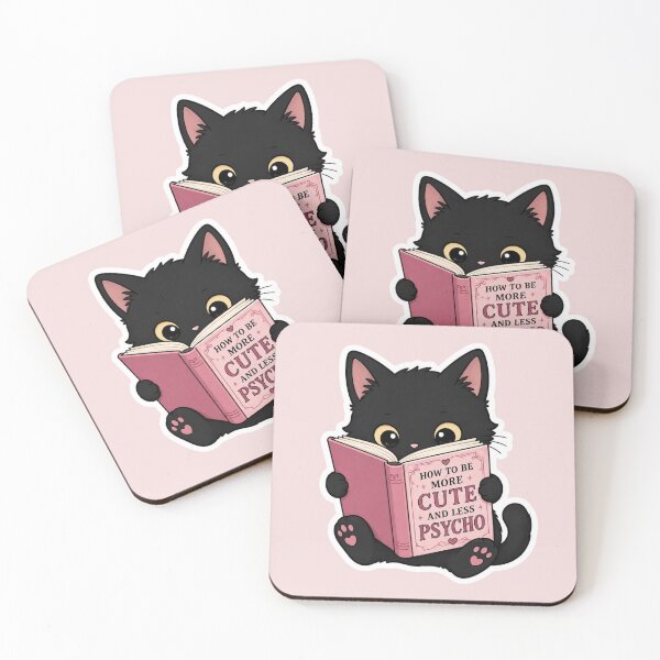 Aperçu de l'œuvre Cute but Psycho Reading Black Cat créée et vendue par Little Ink Co..