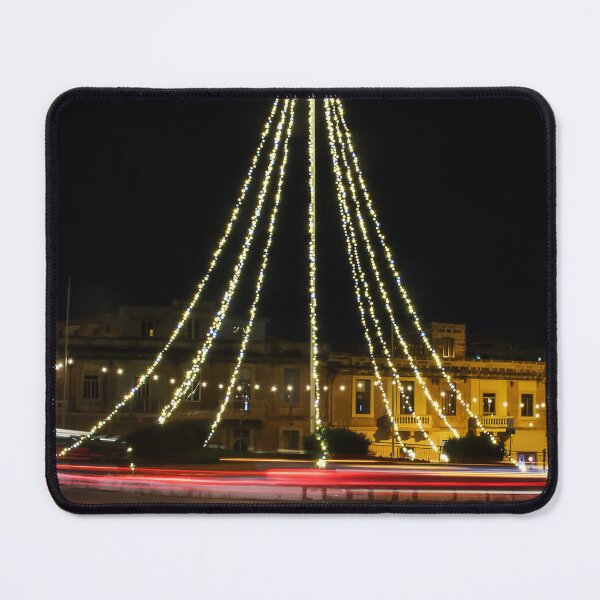 Item preview, Christmas Lights Tree on Roundabout With Long Exposure Traffic Light Trails at Night designed and sold by Nmallia.