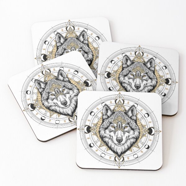 Item preview, Mystical Wolf Sacred Geometry — Moon Phase Spiritual Art designed and sold by Luna-Flow.