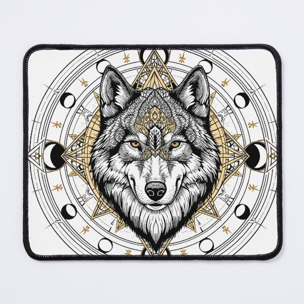 Item preview, Mystical Wolf Sacred Geometry — Moon Phase Spiritual Art designed and sold by Luna-Flow.
