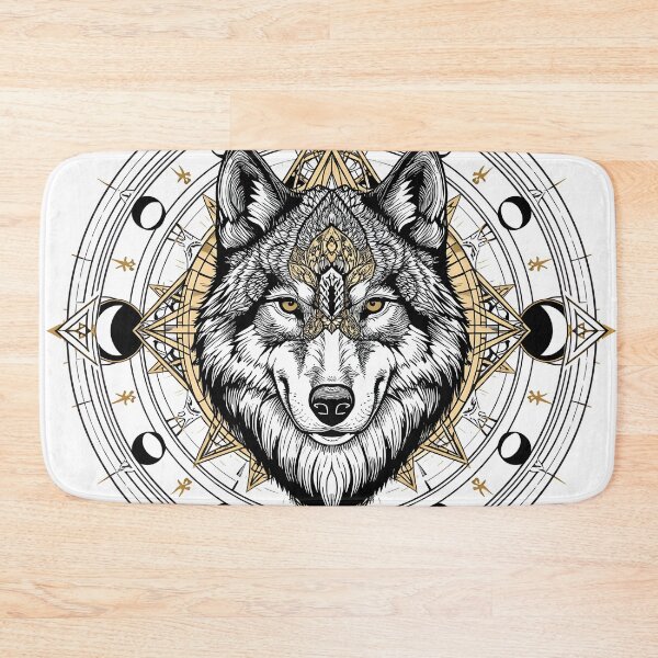 Item preview, Mystical Wolf Sacred Geometry — Moon Phase Spiritual Art designed and sold by Luna-Flow.