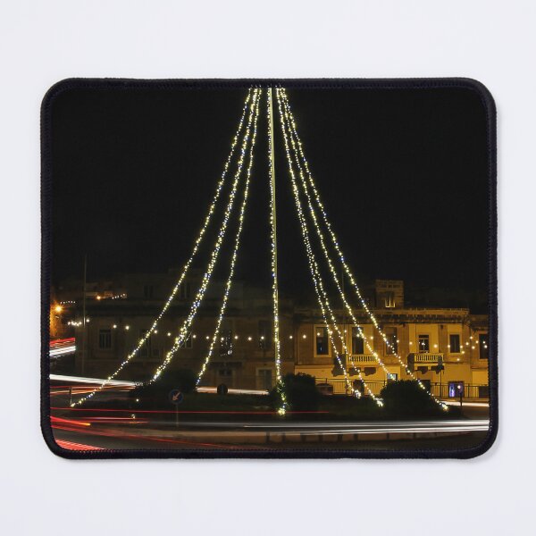 Item preview, Christmas Lights Tree on Roundabout With Long Exposure Traffic Light Trails at Night designed and sold by Nmallia.