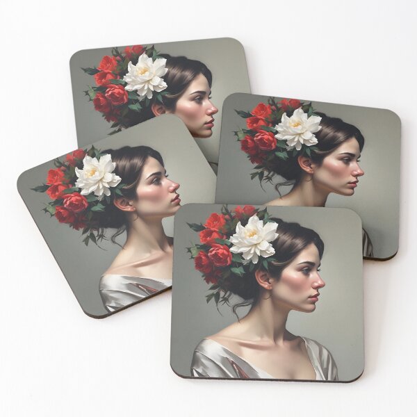 Item preview, Woman with flowers wall art print designed and sold by MK26Designs.
