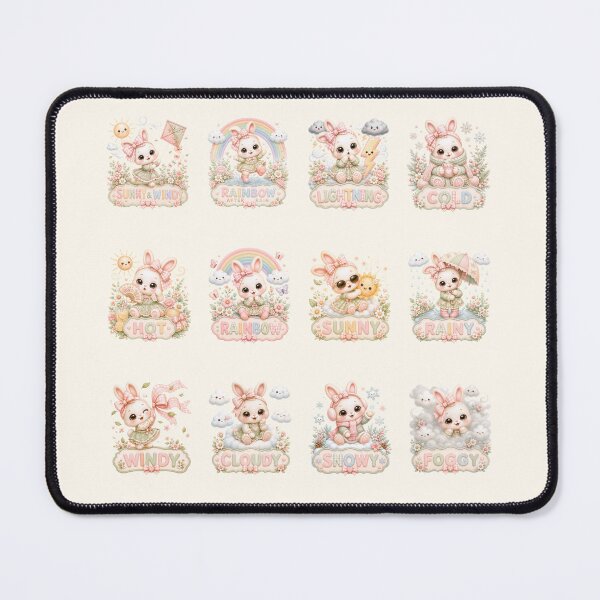 Item preview, Coquette Bunny Weather Clipart Collection | Cute Kawaii Rabbit Weather Icons | Pastel Classroom Calendar Weather Cards designed and sold by looplandger.