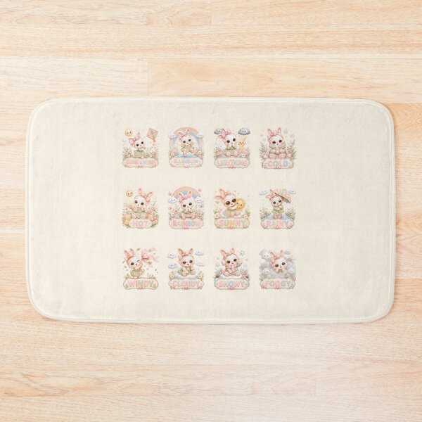 Item preview, Coquette Bunny Weather Clipart Collection | Cute Kawaii Rabbit Weather Icons | Pastel Classroom Calendar Weather Cards designed and sold by looplandger.
