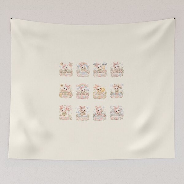 Item preview, Coquette Bunny Weather Clipart Collection | Cute Kawaii Rabbit Weather Icons | Pastel Classroom Calendar Weather Cards designed and sold by looplandger.