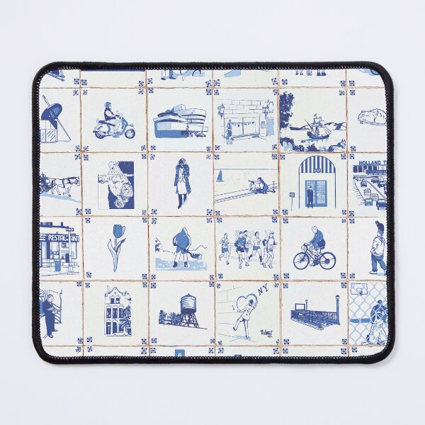 Item preview, New Amsterdam: A fresh take on Delft Tile featuring New York City designed and sold by Sparrow Designs.