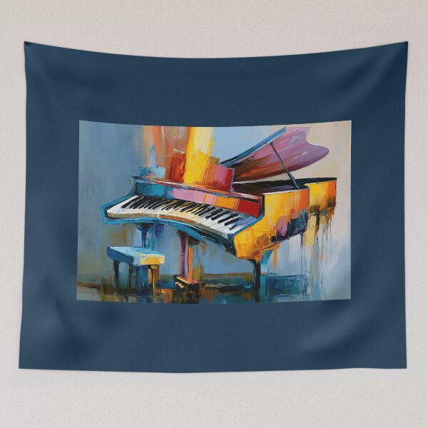 Item preview, Grand Piano in Motion - Bold Color Vibrant Brushstrokes and Dynamic Musical Expression designed and sold by OlfactoART Studio.