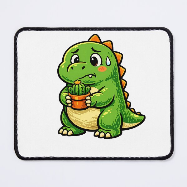 Item preview, Funny Dinosaur Holding Tiny Cactus Cartoon designed and sold by MIROUZ2000.