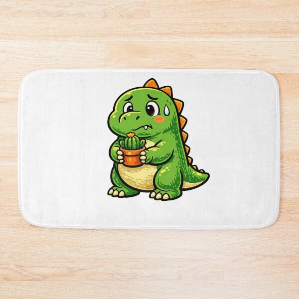 Item preview, Funny Dinosaur Holding Tiny Cactus Cartoon designed and sold by MIROUZ2000.