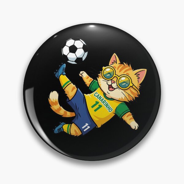 Item preview, Brazil Soccer Cat Bicycle Kick — Canarinho Number 11 Cartoon designed and sold by David Mateo ArtWorks.