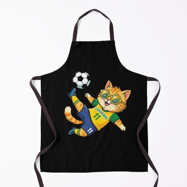 Item preview, Brazil Soccer Cat Bicycle Kick — Canarinho Number 11 Cartoon designed and sold by David Mateo ArtWorks.