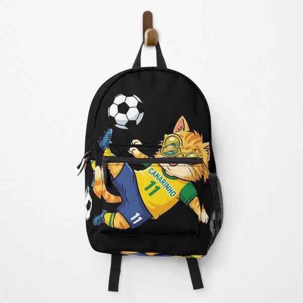 Item preview, Brazil Soccer Cat Bicycle Kick — Canarinho Number 11 Cartoon designed and sold by David Mateo ArtWorks.