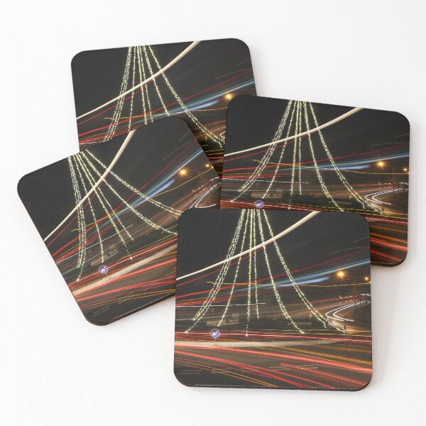 Item preview, Christmas Lights Tree on Roundabout With Long Exposure Traffic Light Trails at Night designed and sold by Nmallia.