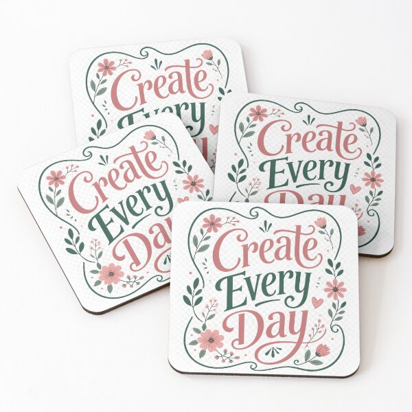 Item preview, Create Every Day — Floral Typography Art Quote for Artists designed and sold by Luna-Flow.