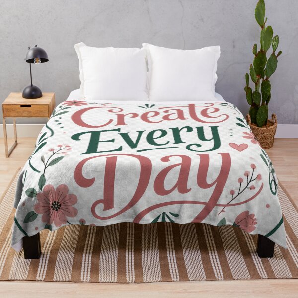 Item preview, Create Every Day — Floral Typography Art Quote for Artists designed and sold by Luna-Flow.