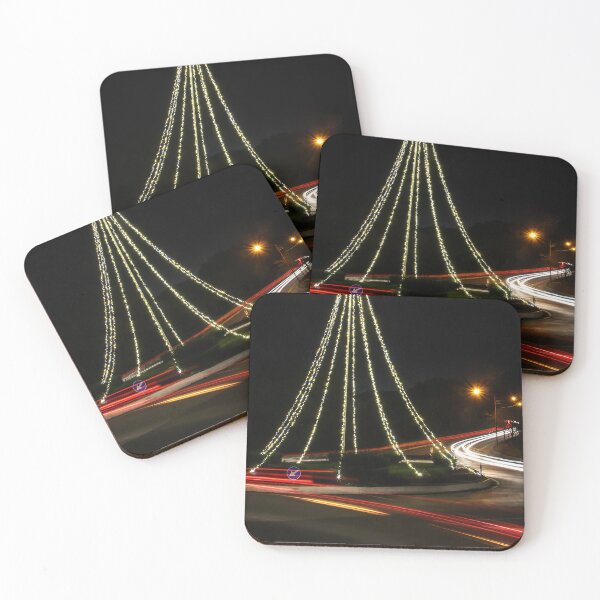 Item preview,  Christmas Lights Tree on Roundabout With Long Exposure Traffic Light Trails at Night designed and sold by Nmallia.