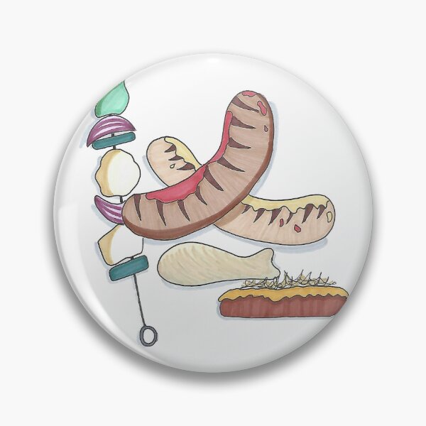 Item preview, Sizzle - Hand Drawn BBQ Chicken Sausage Kebab Burger designed and sold by AJPrettyObscene.