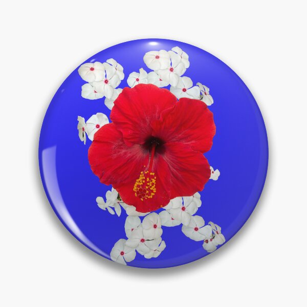 Item preview, Red Hibiscus surrounded by white blooming flowers. designed and sold by shorethings.