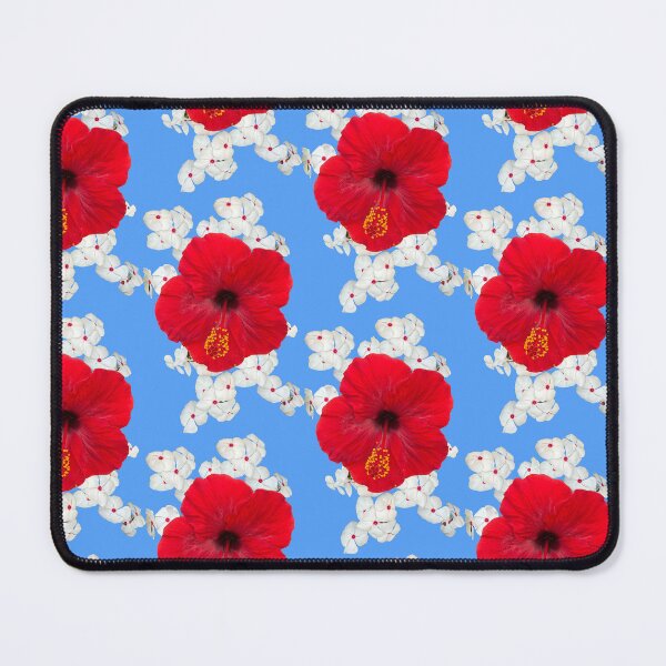 Item preview, Red Hibiscus surrounded by white blooming flowers. designed and sold by shorethings.