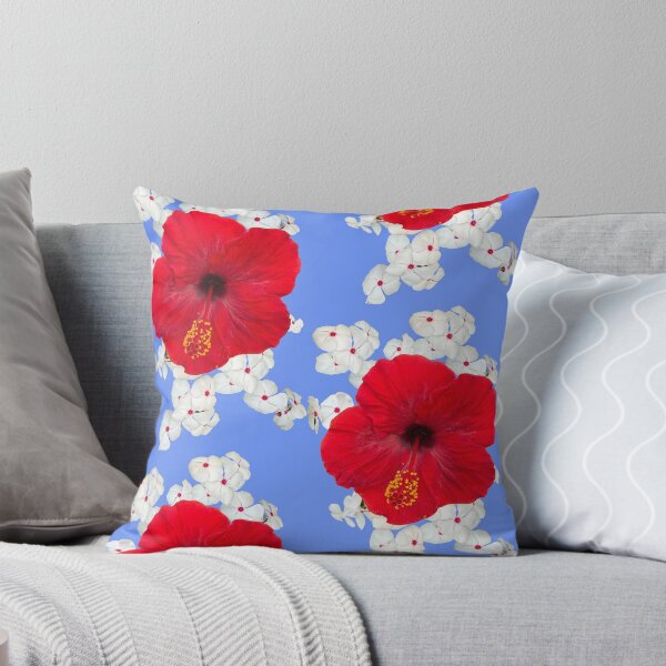 Item preview, Red Hibiscus surrounded by white blooming flowers. designed and sold by shorethings.