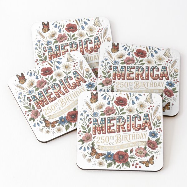 Item preview, Vintage Floral America 250th Birthday Patriotic Botanical Lettering designed and sold by DariaOltes.