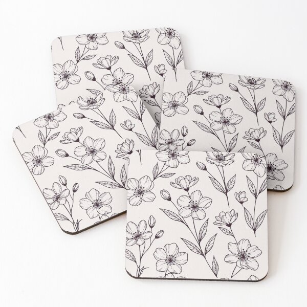 Item preview, Hand-Drawn Black and White Floral designed and sold by IntelliMindDesigns.