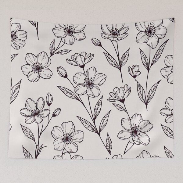 Item preview, Hand-Drawn Black and White Floral designed and sold by IntelliMindDesigns.
