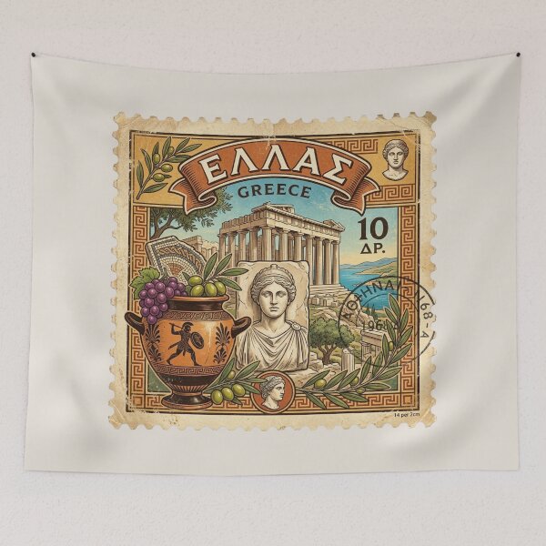 Item preview, Vintage Greece Postage Stamp Art – Parthenon, Ancient Greek Culture & Mediterranean Travel Design designed and sold by Timeless Decor.