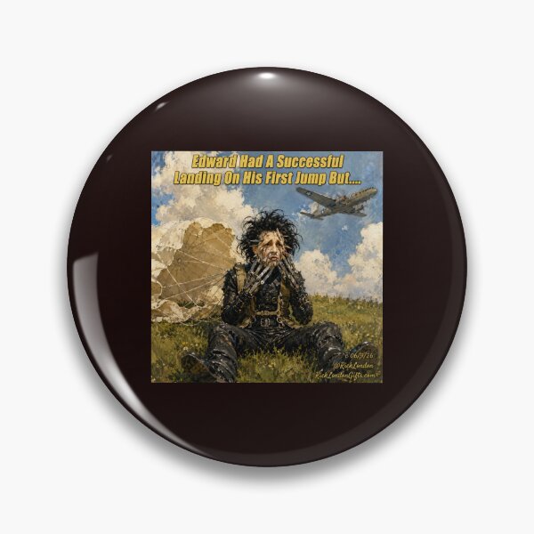 Item preview, Edward Scissorhands’ First Parachute Landing – Funny Cartoon designed and sold by Rick London Gifts.